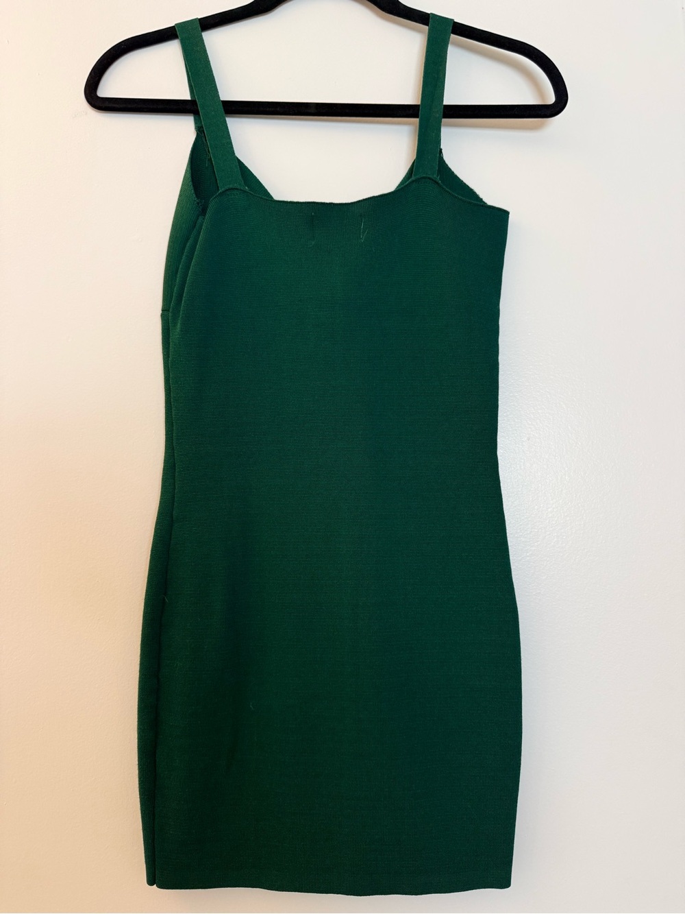 Deep Green Ribbed Mini Bodycon Dress - Picture 2 of 2